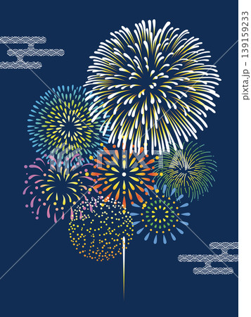 和雲と打ち上げ花火のイラスト 和雲と打ち上げ花火のイラスト 139159233