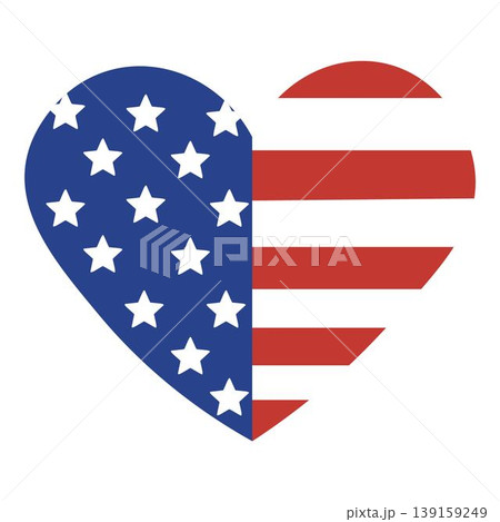 Patriotic heart with US flag stars and stripes. Perfect for Fourth of July, national holidays, and American pride designs Patriotic heart with US flag stars and stripes. Perfect for Fourth of July, national holidays, and American pride designs 139159249
