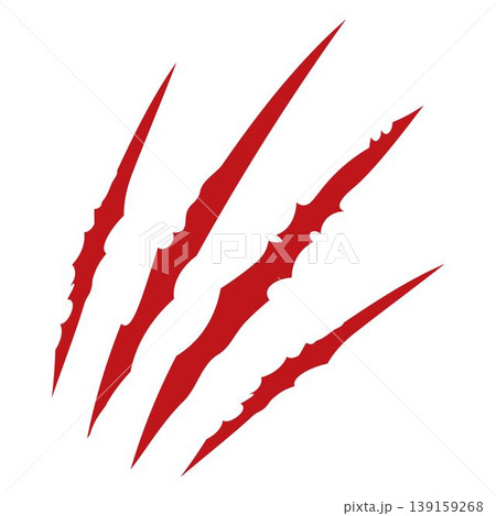 Red claws scratche animal. Four scratches shape. Wild animal claw marks. Funny design element Red claws scratche animal. Four scratches shape. Wild animal claw marks. Funny design element 139159268
