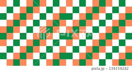 Seamless checkered pattern with vibrant green and orange colors. Texture of the rhombus, squares for paper, clothes and other items 139159282