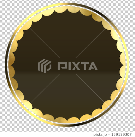 A chic round emblem in gold and black. A chic round emblem in gold and black. 139159307