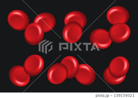 Set of 3D blood cell icon.Human red angle erythrocytes artery medical render science realistic close up.Macro biology research laboratory concept Set of 3D blood cell icon.Human red angle erythrocytes artery medical render science realistic close up.Macro biology research laboratory concept 139159321