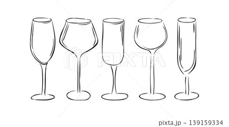 Set of wine and alcoholic beverages glasses Set of wine and alcoholic beverages glasses 139159334