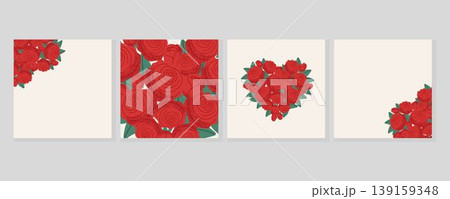 Set of Valentines Day banners for social media posts. Backgrounds with rose blossoms. Creative concept for invitation, card, cover Set of Valentines Day banners for social media posts. Backgrounds with rose blossoms. Creative concept for invitation, card, cover 139159348