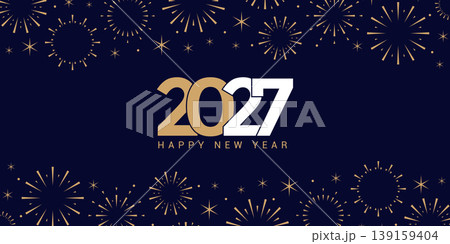 2027 happy new year fireworks celebration background isolated vector illustration 139159404
