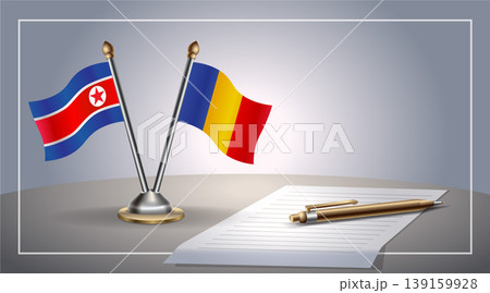 Small national flag of North Korea and Chad flag Relation, Template Vector Illustration Small national flag of North Korea and Chad flag Relation, Template Vector Illustration 139159928