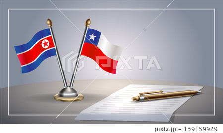 Small national flag of North Korea and Chile flag Relation, Template Vector Illustration 139159929