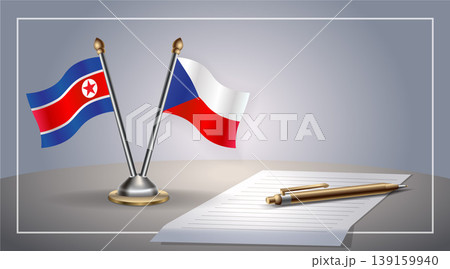 Small national flag of North Korea and Czech Republic flag Relation, Template Vector Illustration 139159940