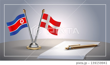 Small national flag of North Korea and Denmark flag Relation, Template Vector Illustration 139159941