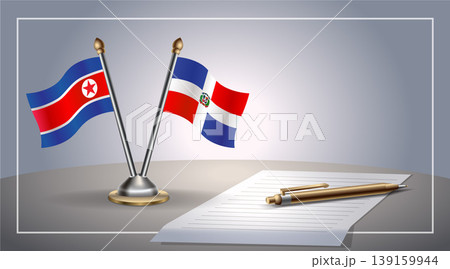 Small national flag of North Korea and Dominican Republic flag Relation, Template Vector Illustration 139159944