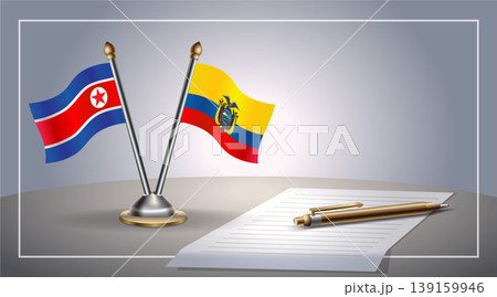 Small national flag of North Korea and Ecuador flag Relation, Template Vector Illustration 139159946