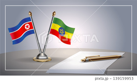 Small national flag of North Korea and Ethiopia flag Relation, Template Vector Illustration 139159953