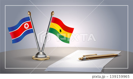 Small national flag of North Korea and Ghana flag Relation, Template Vector Illustration 139159965