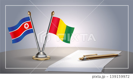 Small national flag of North Korea and Guinea flag Relation, Template Vector Illustration 139159972