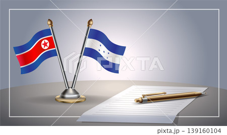 Small national flag of North Korea and Honduras flag Relation, Template Vector Illustration 139160104