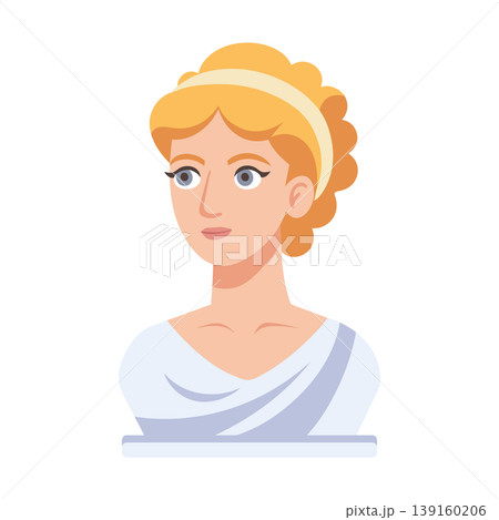 Ancient Greek woman, female bust. Modern stylized ancient sculpture. Illustration. Ancient Greek woman, female bust. Modern stylized ancient sculpture. Illustration. 139160206