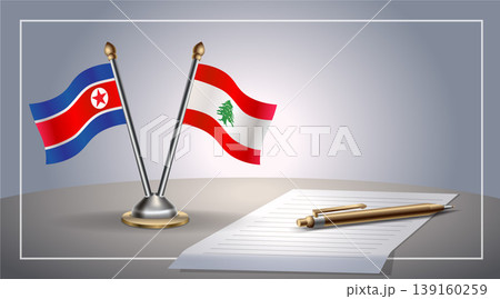Small national flag of North Korea and Lebanon flag Relation, Template Vector Illustration Small national flag of North Korea and Lebanon flag Relation, Template Vector Illustration 139160259