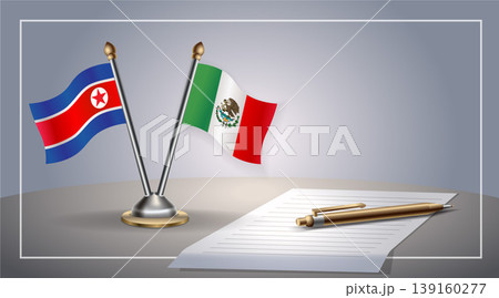 Small national flag of North Korea and Mexico flag Relation, Template Vector Illustration 139160277