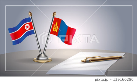 Small national flag of North Korea and Mongolia flag Relation, Template Vector Illustration 139160280