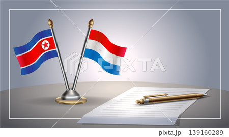 Small national flag of North Korea and Netherlands flag Relation, Template Vector Illustration 139160289
