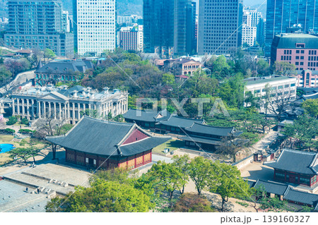 Seoul, South Korea - Apr. 12 , 2026 : Aerial view of Deoksugung Palace with modern skyscrapers in Seoul, South Korea Seoul, South Korea - Apr. 12 , 2026 : Aerial view of Deoksugung Palace with modern skyscrapers in Seoul, South Korea 139160327