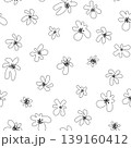 Minimalist floral seamless pattern with hand sketched black line flowers repeating across white background vector 139160412