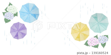 梅雨の季節の傘と紫陽花のイラスト素材セット 梅雨の季節の傘と紫陽花のイラスト素材セット 139160524