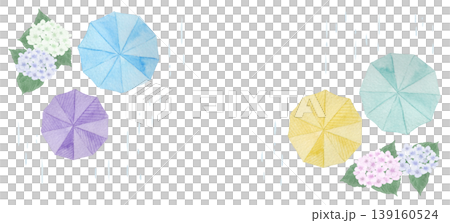 梅雨の季節の傘と紫陽花のイラスト素材セット 梅雨の季節の傘と紫陽花のイラスト素材セット 139160524