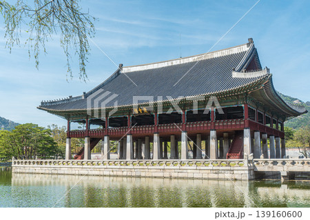 Seoul, South Korea - Apr. 12 , 2026 : Gyeonghoeru Pavilion in Gyeongbokgung Palace with cherry blossoms in Spring, Seoul, South Korea Seoul, South Korea - Apr. 12 , 2026 : Gyeonghoeru Pavilion in Gyeongbokgung Palace with cherry blossoms in Spring, Seoul, South Korea 139160600