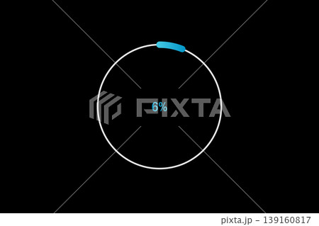 Minimal Circular Loading Progress Indicator Showing 6 Percent on Black Background Minimal Circular Loading Progress Indicator Showing 6 Percent on Black Background 139160817