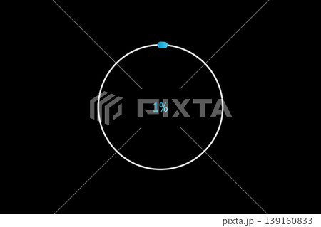 Minimal Circular Loading Progress Indicator Showing 1 Percent on Black Background 139160833