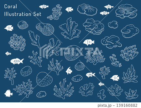 サンゴのイラストセット サンゴのイラストセット 139160882
