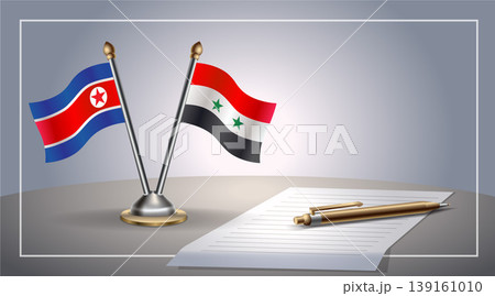 Small national flag of North Korea and Syria flag Relation, Template Vector Illustration Small national flag of North Korea and Syria flag Relation, Template Vector Illustration 139161010