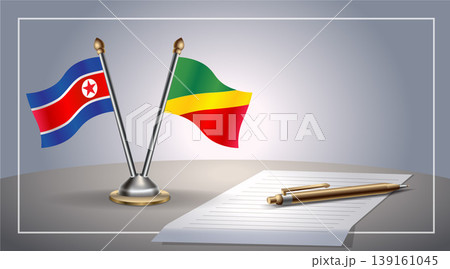 Small national flag of North Korea and Republic of North Congo flag Relation, Template Vector Illustration 139161045