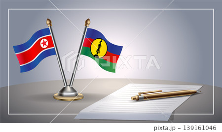 Small national flag of North Korea and New Caledonia flag Relation, Template Vector Illustration 139161046