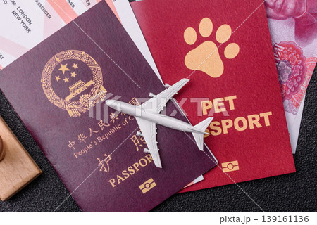 China, Chinese passport with money and flight tickets. Chinese passport China, Chinese passport with money and flight tickets. Chinese passport 139161136