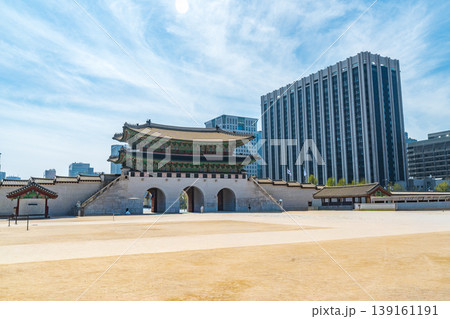 Seoul, South Korea - Apr. 12 , 2026 : Gwanghwamun Gate and Gyeongbokgung Palace with Bugaksan Mountain in Seoul, South Korea. Seoul, South Korea - Apr. 12 , 2026 : Gwanghwamun Gate and Gyeongbokgung Palace with Bugaksan Mountain in Seoul, South Korea. 139161191