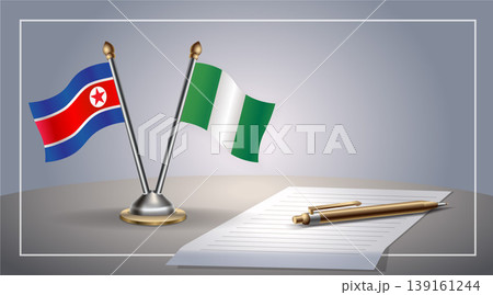 Small national flag of North Korea and Nigeria flag Relation, Template Vector Illustration 139161244