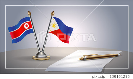 Small national flag of North Korea and Philippines flag Relation, Template Vector Illustration 139161256
