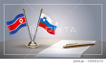 Small national flag of North Korea and Slovenia flag Relation, Template Vector Illustration 139161272