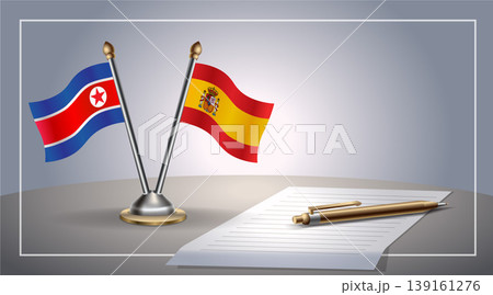 Small national flag of North Korea and Spain flag Relation, Template Vector Illustration 139161276