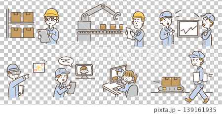 Illustration set for logistics DX and smart logistics (automation, inventory management, digitalization, warehouse systems) Illustration set for logistics DX and smart logistics (automation, inventory management, digitalization, warehouse systems) 139161935
