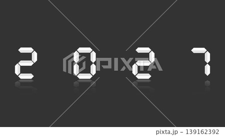 2027 Digital Display Numbers on Dark Background. 139162392