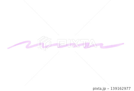 ピンクの水彩細いジグザグライン手描きパステル背景装飾区切り線透過素材 139162977