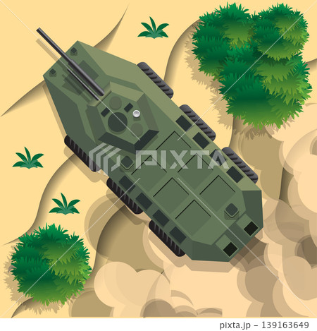 Combat vehicle. View from above. Vector illustration. Combat vehicle. View from above. Vector illustration. 139163649
