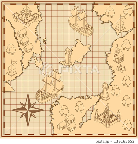 Old map. Isometric. Vector illustration. Old map. Isometric. Vector illustration. 139163652