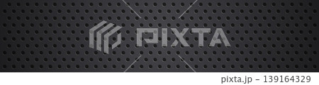 Dark gray perforated metal panel with circular holes pattern 139164329
