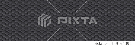 Hexagonal tile pattern, geometric relief, dark gray matte 139164396