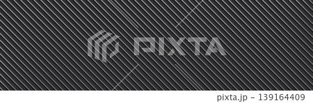 Dark gray diagonal ribbed linear metal texture pattern sleek 139164409