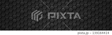 Hexagonal tile mosaic, dense geometric texture, charcoal black 139164414